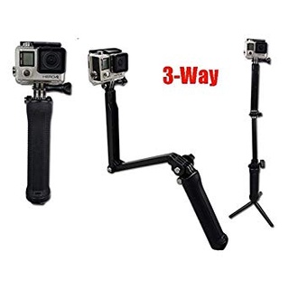 3 Way Multi function Folding Monopod Tripod Selfie Stick For Gopro Xiaomi SJcam (1126)