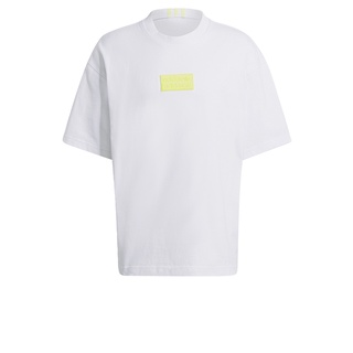 HH adidas ORIGINALS R.Y.V. Oversize Silicone Badge Tee ผู้ชาย สีขาว GN8050 เสื้อยืดผ้าฝ้าย