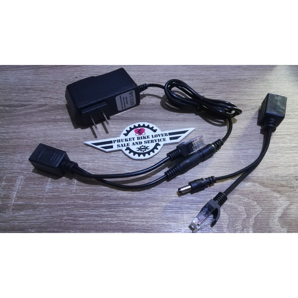 ชุด POE สายแลน พร้อมอะแด๊ปเตอร์ 5VDC 1A poe+splitter poe cable จ่ายไฟไปกับสายแลน หัวแบนเสียบแน่น
