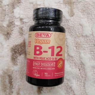 จากอเมริกา วิตามิน DEVA Vegan B12, Fast-Dissolvemcg. บรรจุ 90 เม็ด