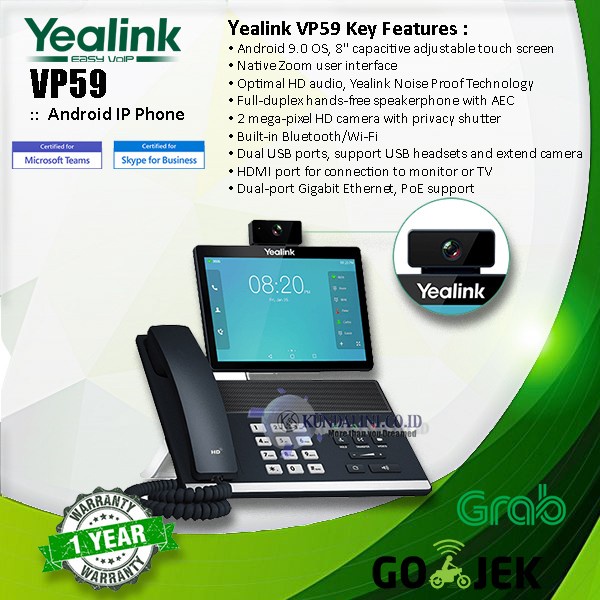Yealink VP59 - สมาร์ทโฟน วิดีโอ IP [บัญชี Android OS - 16 VoiP]
