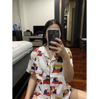 ชุดนอนลาย Snoopy 📮สีขาวขอบแดง