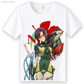 ราคาต่ำสุด✈๑♟EVA Neon Genesis Evangelion Peripheral No.1 Awakening Machine Runaway คอกลมเสื้อยืดหลวม เสื้อผ้าผู้ชายและผ