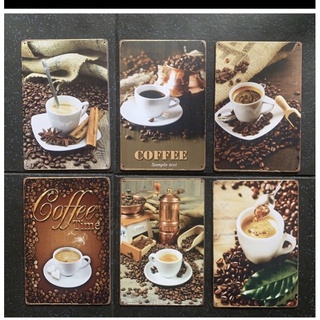 ป้ายสังกะสีลายกาแฟ6ชิ้นติดพนัง