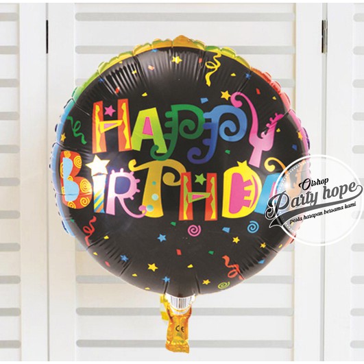 ลูกโป่ง hbd สีดํา / ลูกโป่งกลม hbd สีดํา / ลูกโป่งฟอยล์กลม hbd สีดํา