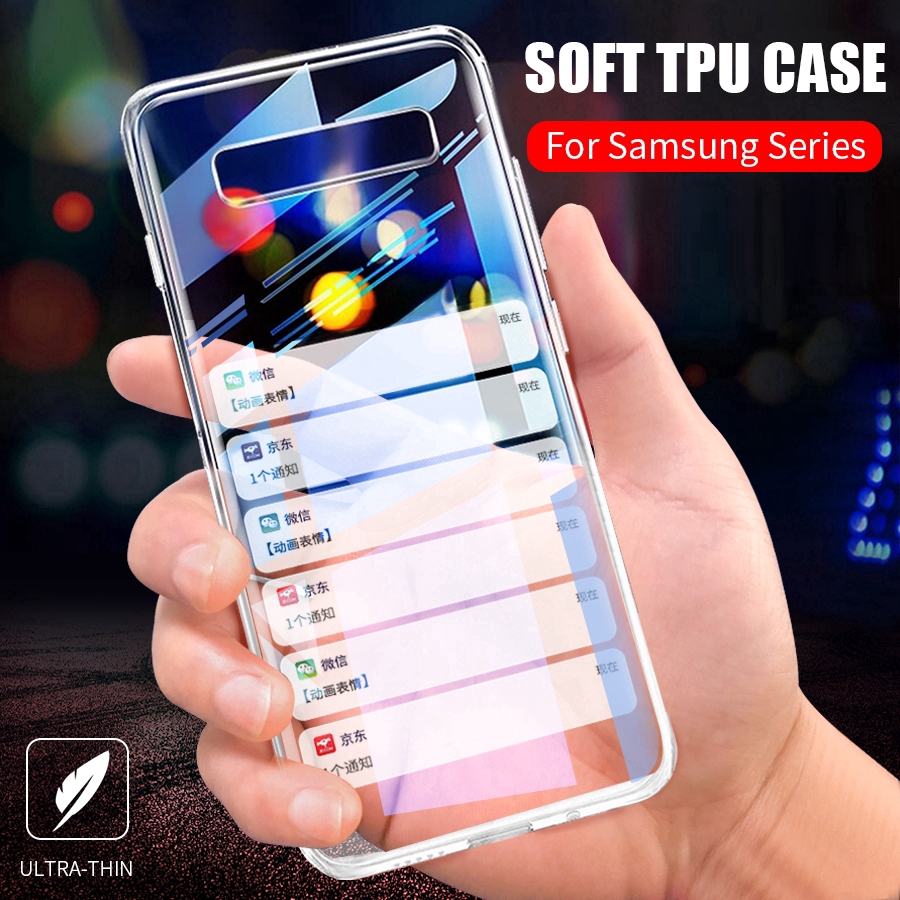 เคส Samsung Galaxy S21 Note 20 Ultra 10 9 8 Lite S20 Fe S10 9 8 Plus 5G ความโปร่งแสงอ่อน TPU ปกป้องปกปิดคดีโทรศัพท์เชลล์
