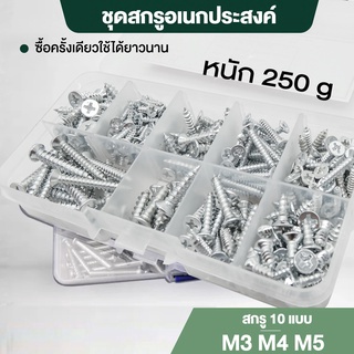 ชุดสกรูเกลียว M3 M4 M5 250g ชุดสกรู พร้อมกล่อง ปลายแหลม Screw package พร้อมส่งในไทย