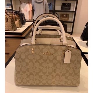 พร้อมส่ง แท้ 🇺🇸100% New Coach ถังใหญ่ รุ่นใหม่ LILLIE CARRYALL IN SIGNATURE CANVAS (COACH 91495) IM/LIGHT KHAKI CHALK