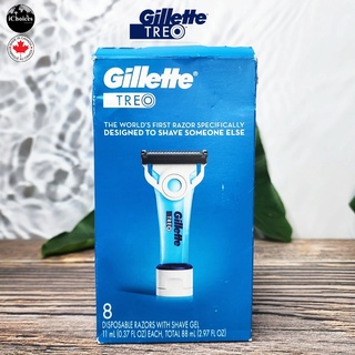 [Gillette] TREO Caregiver Razor 8 Disposable Razors with Shave Gel 88 mL มีดโกนพร้อมเจลโกนหนวด