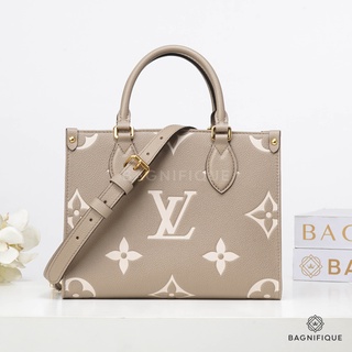 LOUIS VUITTON ON THE GO PM LEATHER BEIGEWHITE