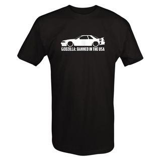 ขายดี เสื้อยืดคลาสสิก ลาย Nissan GT R Banned USA R34 AWD PKicfh45DDkgmc46