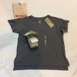 เสื้อยืด muji ทรง oversize ผ้า organic cotton 100% สีเทาเข้ม