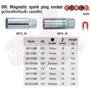 FORCE ลูกบล็อก ลูกบล็อค ลูกบล๊อก ลูกบ๊อกซ์หัวเทียนสั้น (แม่เหล็ก) DR. Magnetic spark plug socket