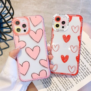 เคสโทรศัพท์มือถือแบบนิ่ม ใส ลายหัวใจสีแดง สําหรับ Redmi 9A 9C 9T 8 8A 9 10A Note 7 PRO Note 8 PRO Note 9 PRO 9S Note 10 PRO 4G 10S Note 11 PRO + 5G 11S Redmi9C Redmi9A 10C