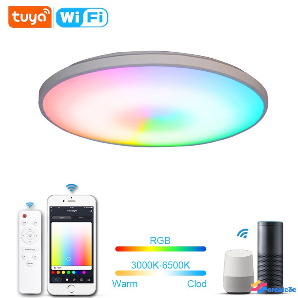 Tuya Wifi Smart Ceiling Light bulb 36W RGBCW LED Ceiling lamp APP ...