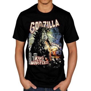 เสื้อยืดแขนสั้นลําลอง คอกลม พิมพ์ลายโปสเตอร์ภาพยนตร์ Godzilla King of Monsters พลัสไซซ์ แฟชั่นฤดูร้อน สไตล์ญี่ปุ่น สําหร