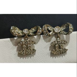 Chanel earring 2cm  bow used ต่างหูชาแนล ตุ้มหู ชาแนล มือสอง