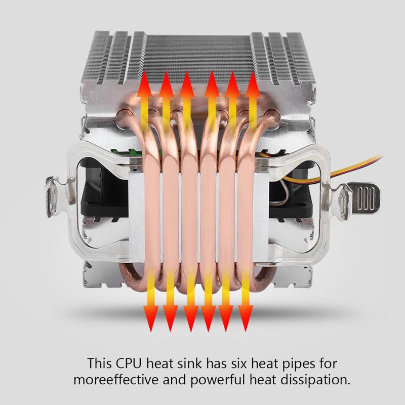 DC12V 6 Heat Pipe Computer CPU Fan Cooler Ultra-quiet Heat Sink For Lag1156/1155/1150/775