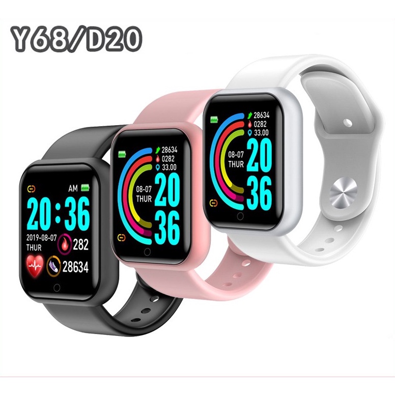นาฬิกาข้อมือสมาร์ทวอทช์ Y68 D20 fitpro พร้อมตัวติดตามความถี่หัวใจ สําหรับ Ios Android