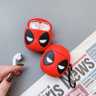 เคสหูฟังบลูทูธไร้สาย ซิลิโคนนิ่ม ลาย Deadpool สําหรับ airpods 1 2