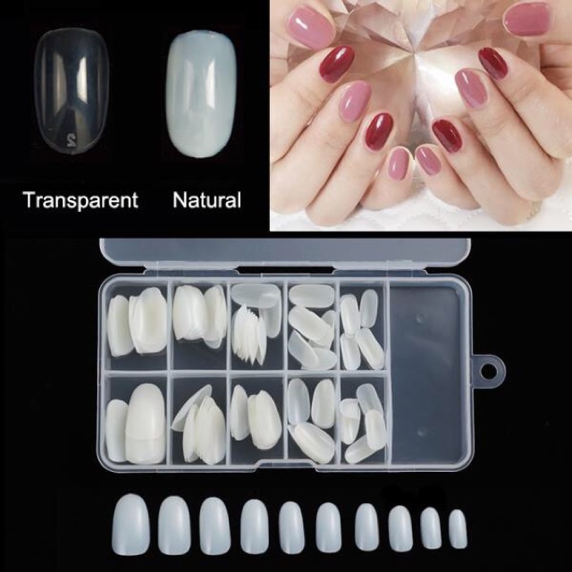 เล็บพีวีซี PVC Nail 100ชิ้น ทรงมลสั้น สีขุ่นใสขาว - joynails - ThaiPick