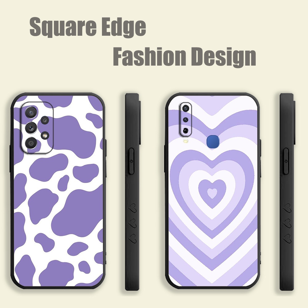 หัวใจสีม่วง DSZ31 สําหรับ Tecno Spark Go 4 Air KC6 CE7 8C 7C Go Pop 5 Lte เคสโทรศัพท์ขอบสี่เหลี่ยม