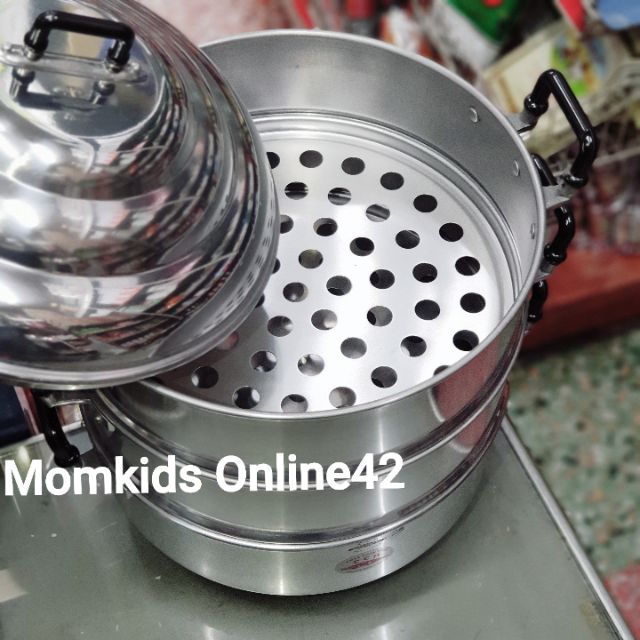 มีประกันบุบ🔥 ตราจระเข้  ขนาด26,28,30,32,34,36,40,44ซม.หม้อนึ่ง ซึ้งสามชั้น ขนาดใหญ่ อลูมีเนียม (มีครบทุกขนาด) - รูปที่ 3