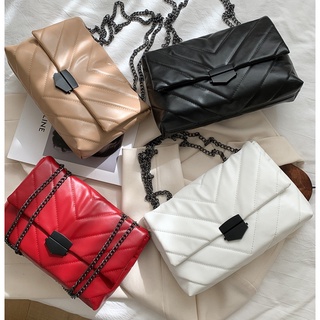 𝙂𝙄𝙉𝘼 กระเป๋าสะพาย สายโซ่ สะพายไหล่ได้ หนัง PU เกรดพรีเมี่ยม ใบใหย่ ใส่ของได้เยอะ พร้อมส่ง