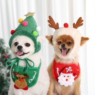 หมวกสัตว์เลี้ยง👒สุนัข แมว หมวกคริสต์มาส ผ้าเช็ดตัว ผ้าเช็ดตัว ตุ๊กตา กฎหมาย Dou Bomei ฤดูใบไม้ร่วงและฤดูหนาว สัตว์เลี้ย