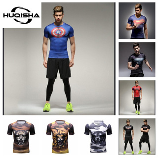 แฟชั่นใหม่เสื้อยืดลําลองแขนสั้นพิมพ์ลาย Captain America Superman 3D