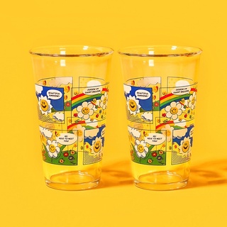 🌈PRE-ORDER :Wiggle Wiggle Glass Cup #Vintage Cartoon🌼