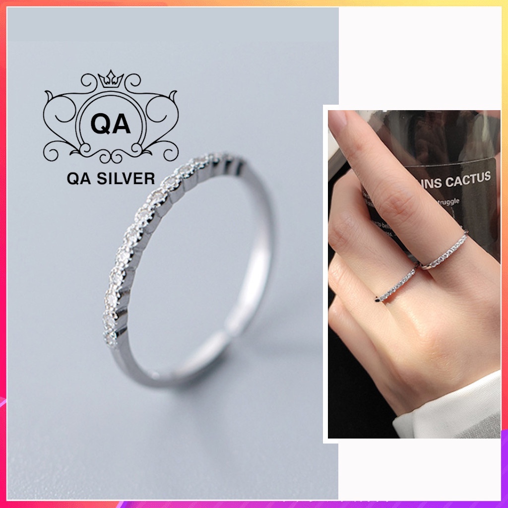 925 SILVER Ring ฝังแถบหินสําหรับผู้ชายและผู้หญิง minimalist S925 MINIMAL QA SILVER Ring RI180307