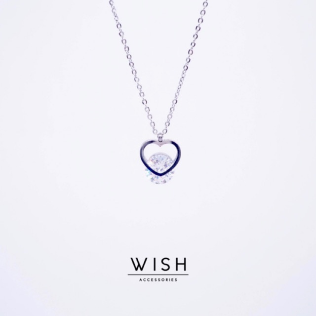 WISH024 - Diamond Heart สร้อยคอรูปหัวใจ เกรดพรีเมี่ยม ไม่ลอก ไม่ดำ ไม่แพ้
