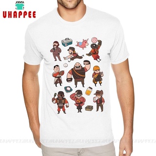 เสื้อยืดผ้าฝ้ายพิมพ์ลายแฟชั่นพัด ขนาดใหญ่ ลายทีม Fortress 2 สีแดง