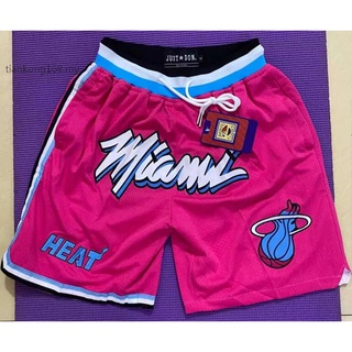 กางเกงขาสั้น ปักลายโลโก้ NBA Miami Heat Wade Butler Dragic Herro Adebayo just don สีชมพู สําหรับผู้ชาย