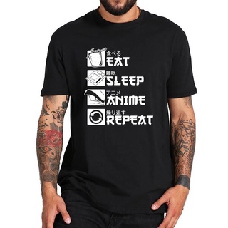 [COD]พร้อมส่ง เสื้อยืดผ้าฝ้าย 100% พิมพ์ลายการ์ตูนอนิเมะ Eat Sleep Repeat - Parody สไตล์ญี่ปุ่น หลากสี คุณภาพสูงS-5XL