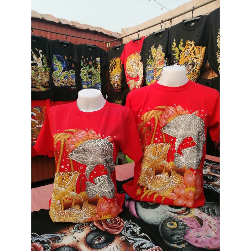 🐠🐠เสื้อยืดลายไทย​ ลายปลามังกร🐠🐠