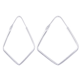 SILVER THAI Silver 28mm Polygon Plain Hoop Earrings ต่างหูเงินแท้925ขนาด28มิลรูปหลายเหลี่ยม