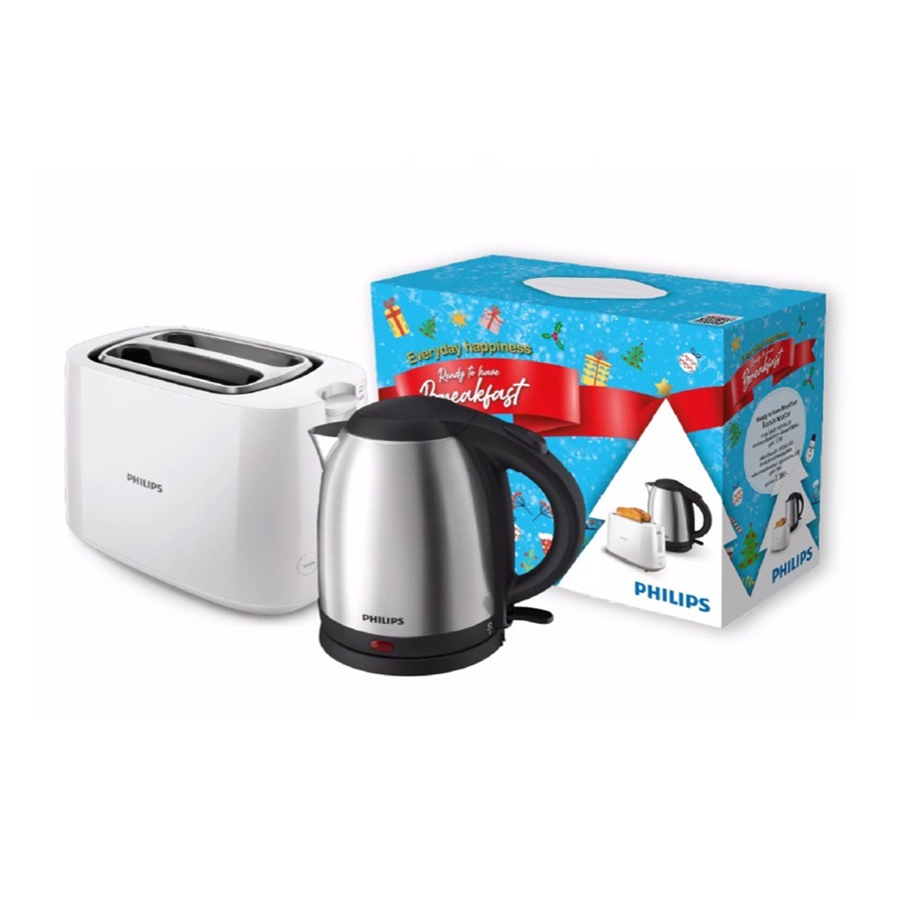 [Gift Set] Philips Toaster เครื่องปิ้งขนมปัง ที่ปิ้งขนมปัง HD2581/00 + Philips กาต้มน้ำไฟฟ้า 1.5 ลิต