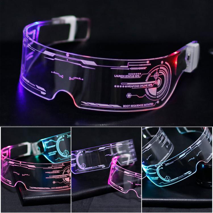 Cermin Mata LED Glow RGB Cyberpunk Light Up แว่นตานีออนคอสเพลย์ปาร์ตี้คอนเสิร์ตเทศกาล