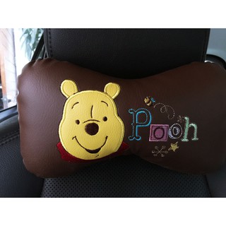 ลิขสิทธิ์แท้ หมีพูห์ หมอนรองคอ ทรงกระดูก 1 ชิ้น หนังเทียม Winnie the Pooh Faux Leather Car Neck Rest Cushion Head Pillow