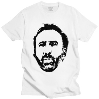 เสื้อผ้าผช【Sportwear】เสื้อยืดคอกลม แขนสั้น ผ้าฝ้ายแท้ 100% พิมพ์ลาย Nicolas Cage สําหรับผู้ชายS-5XL