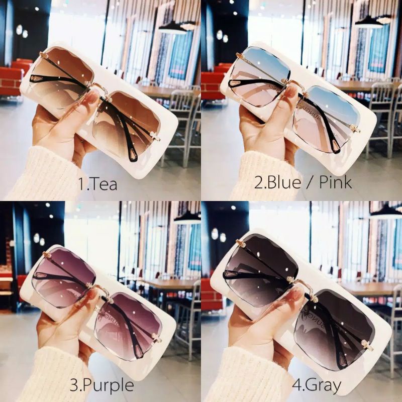 🔥ลด 50% ใส่โค้ด INCLZ11🔥 Rabbit mall แว่นตากันแดด กรอบเหลี่ยม ไร้ขอบ ป้องกัน UV400 - รูปที่ 3