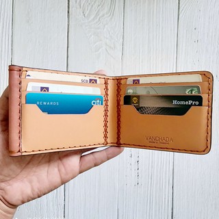 Z.Wallet Money Clip V3.1 Saddle Tan 2-tone Color กระเป๋าสตางค์ ผู้ชาย แบบคลิปหนีบ bi-fold หนังแท้ฟอกฝาด handmade เย็บมือ