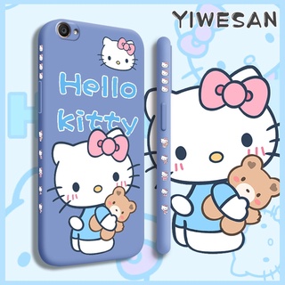 สำหรับ vivo Y55 Y55s Y55L Y55A เคสโทรศัพท์แมว Hello Kitty การ์ตูนกรอบซิลิโคนนิ่มทรงสี่เหลี่ยมกันกระแทกมีขอบเคสคลุมทั้งหมดเคสป้องกันกล้องด้านหลังเคสใส่โทรศัพท์แบบนิ่ม