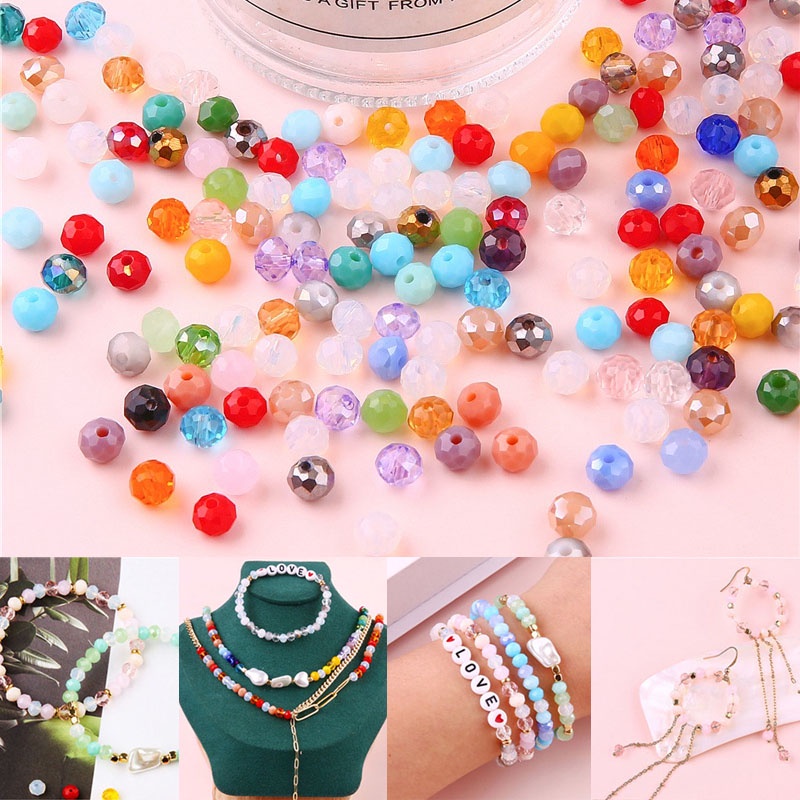 ลูกปัดแก้วคริสตัล 6 มม. หลากสี สําหรับทําเครื่องประดับ DIY 100 ชิ้น ต่อล็อต