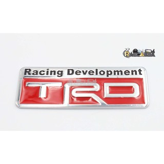 TRD โลโก้TRD สติ้กเกอร์ StickerTRD โลโก้โลหะ LogoTRD ติดข้างรถแบบ 1 ชิ้น สีแดง