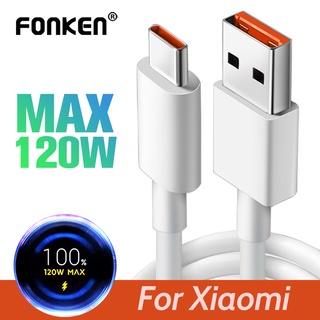 Xiaomi Usb Type C สายเคเบิล 120w 6A Mi 12 11 10 9 สายชาร์จเร็ว Redmi Note 11 Black Shark 4 5 สายชาร์จเทอร์โบ Usb