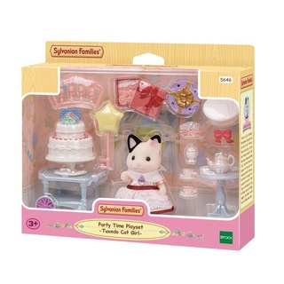 Sylvanian Party Time Playset -Tuxedo Cat Girl/ ซิลวาเนียน แฟมิลี่ ชุดปาร์ตี้ไทม์และเด็กหญิงทักซิโด้แคท