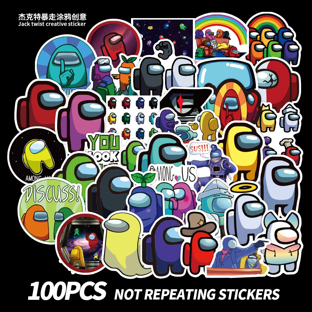 สติ๊กเกอร์ อมองอัส sticker Among us (C) 100 ชิ้น สติ๊กเกอร์ตกแต่ง ของเล่น ของขวัญ ของสะสม